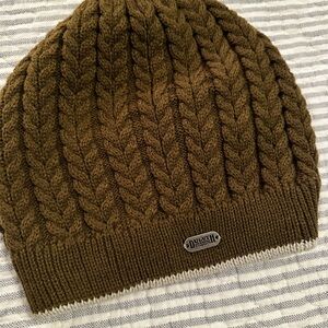 Duluth Cable Knit Beanie, brown and tan